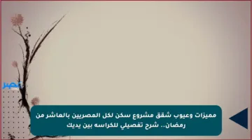 مميزات وعيوب شقق مشروع سكن لكل المصريين بالعاشر من رمضان.. شرح تفصيلي للكراسة بين يديك